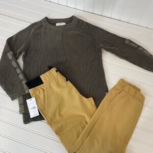 Zara & Buffalo Boys Gray Knit Sweater & Tan Pants Set Size 7